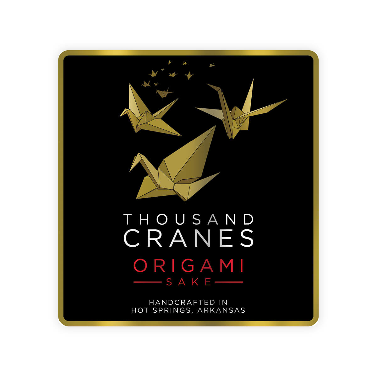 Origami Sake “A Thousand Cranes” front label