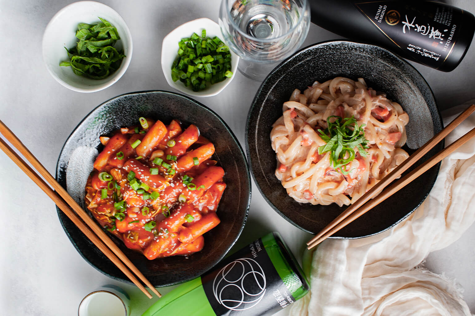 Japanese cuisine with sake