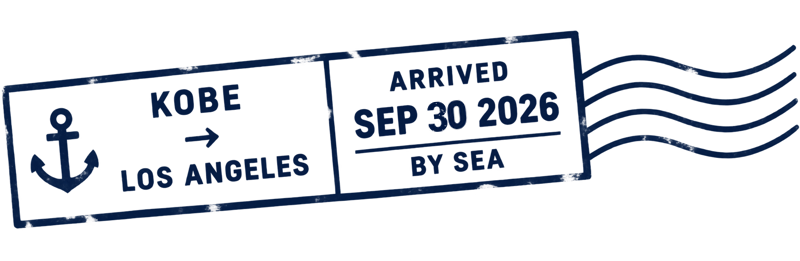 Stamp: Kobe to Los Angeles, arrived Sept. 30, 2026, by sea