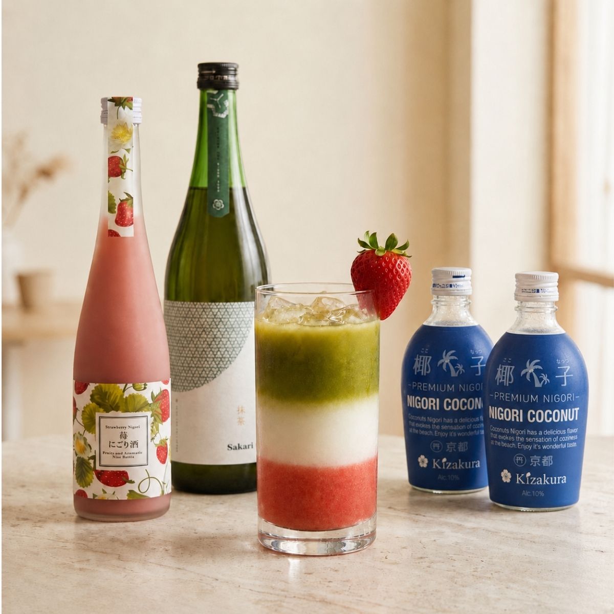 Strawberry Matcha Latte Cocktail Set