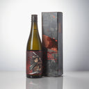 Daina “Beyond the Wall” Eren Label Junmai Ginjo, standing in front of a product box