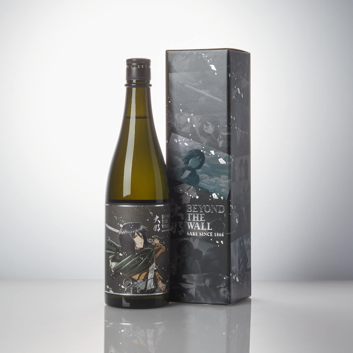 Daina “Beyond the Wall” Mikasa Label Junmai Ginjo, standing in front of a product box