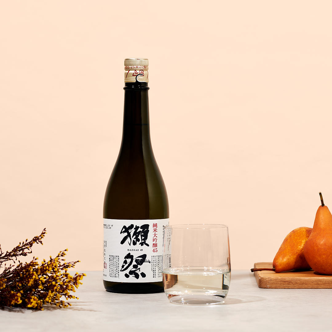 Dassai “45” Junmai Daiginjo with a large glass