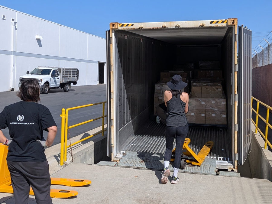 Our Los Angeles team unloading Container No. 4 at the warehouse