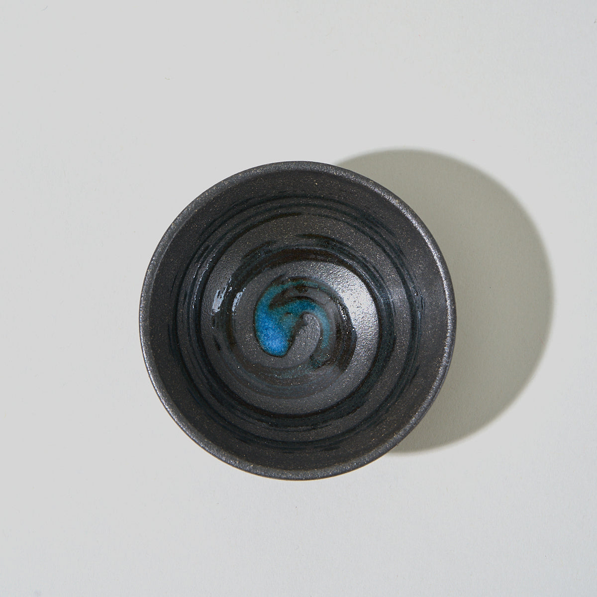 Sorisakazuki Cup With Black Swirl, top view