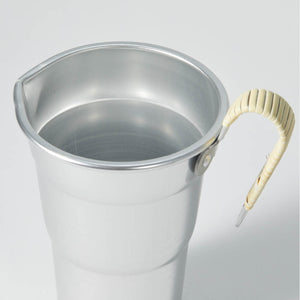 Aluminum Chirori Sake Warmer, upward angled close view