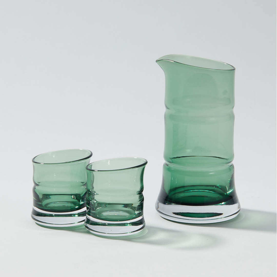 Bamboo Glass Sake Set, side view