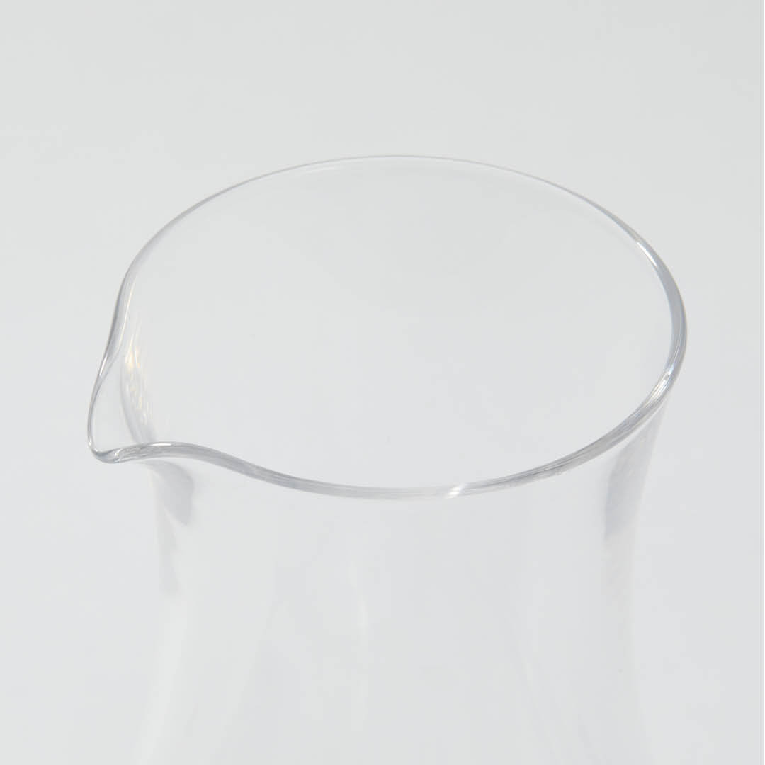Cold Sake Glass Carafe, upward angled close view