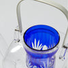 Edo Kiriko Chirori Sake Set Blue, upward angled close view Thumbnail