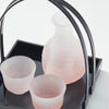 “Fubuki” Sake Set With Handbasket (Pink), upward angled view Thumbnail