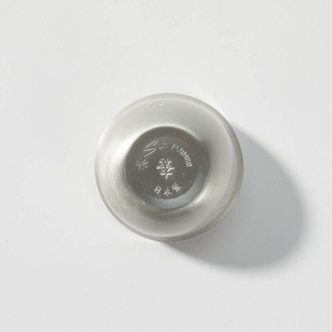 “Hana” Tin Guinomi Cup (With Flower Detail), bottom view