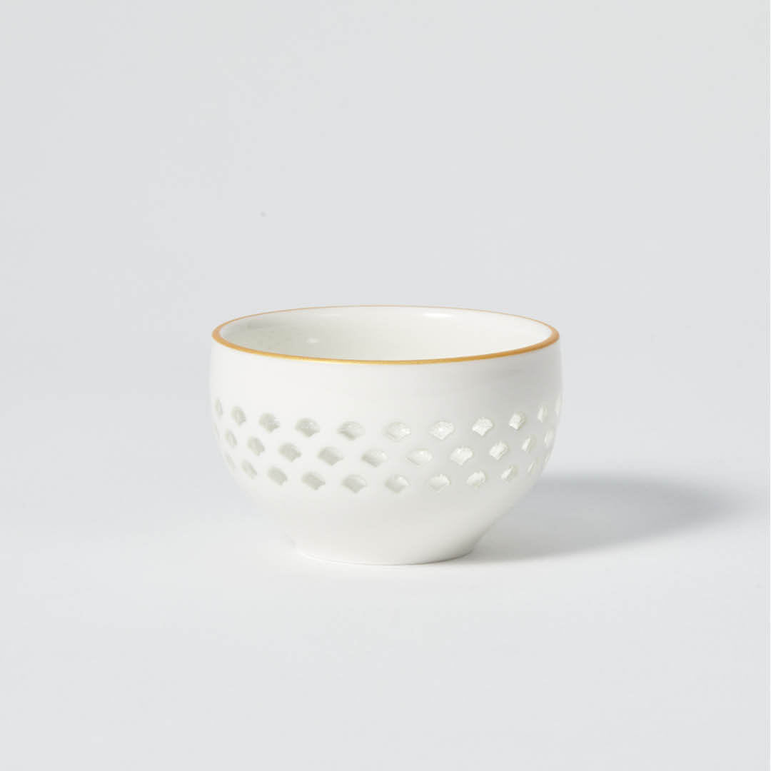Hotarude Cup With Mica Gold Rim, upward angled view