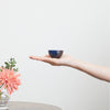 “Mino no Takumi” Black With Blue Drip Glaze and Gold Interior Sake Set, on a hand Thumbnail