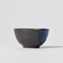 “Mino no Takumi” Black Sakazuki Cup With Blue Drip Glaze and Gold Interior, side view