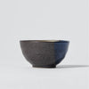 “Mino no Takumi” Black Sakazuki Cup With Blue Drip Glaze and Gold Interior, side view Thumbnail
