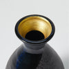 “Mino no Takumi” Black Tokkuri With Blue Drip Glaze and Gold Interior, upward angled close view Thumbnail