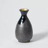 “Mino no Takumi” Black With Blue Drip Glaze and Gold Interior Sake Set, upward angled view Thumbnail