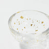 “Nishiki” Gold Flake Guinomi Glass (Clear), upward angled close view Thumbnail