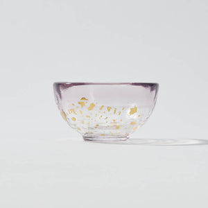 “Nishiki” Gold Flake Guinomi Glass (Purple), side view