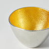 “Nousaku” Tin Guinomi Cup Gold, upward angled close view Thumbnail