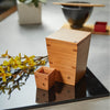 “Omoeraku” Nikko Cedar Sake Set With Sakazuki, on a table Thumbnail