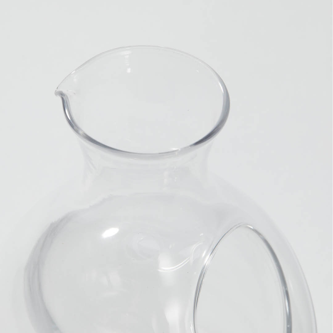 Pocket Glass Carafe, upward angled close view