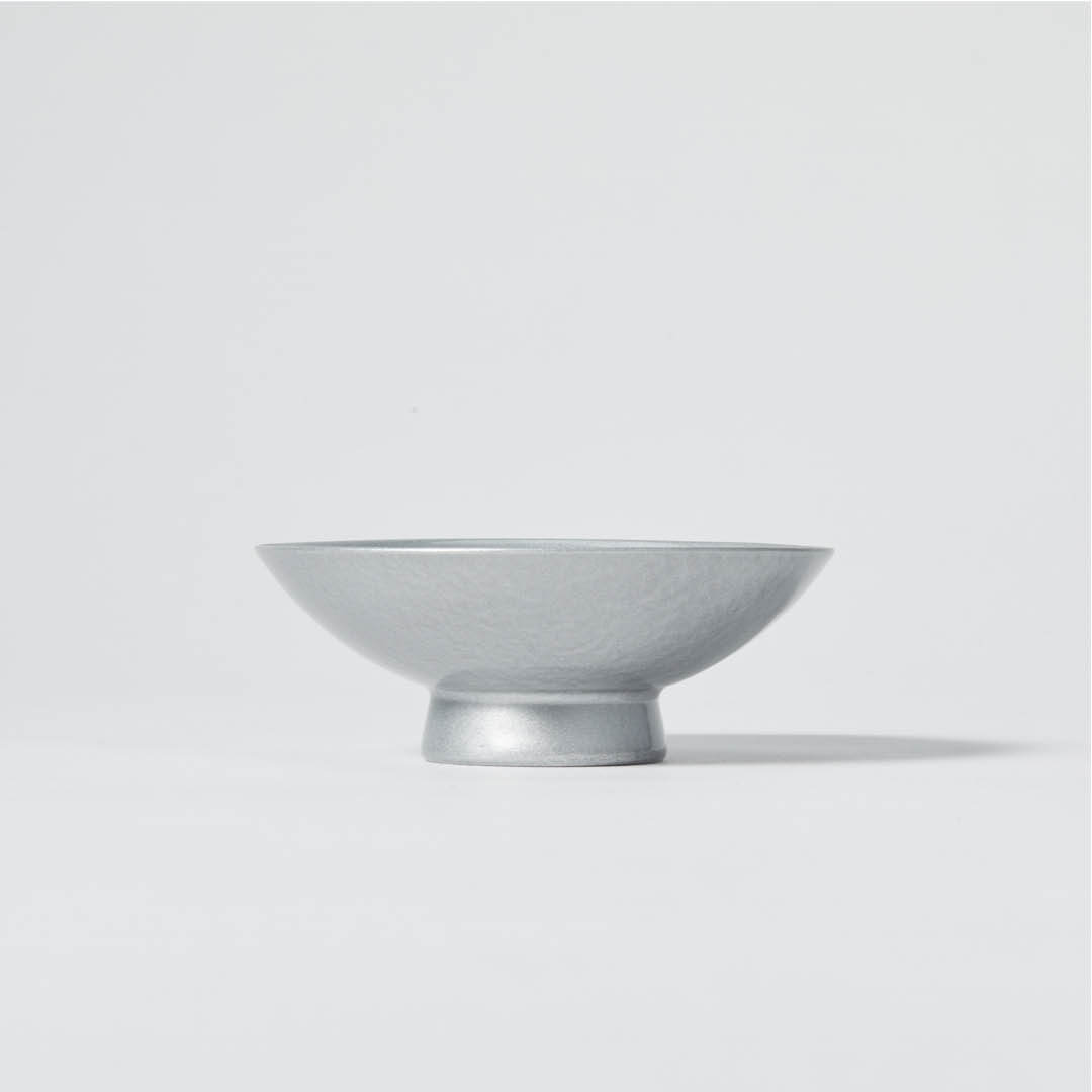 Porcelain Sakazuki Cup With Silver Urushi Lacquer, side view