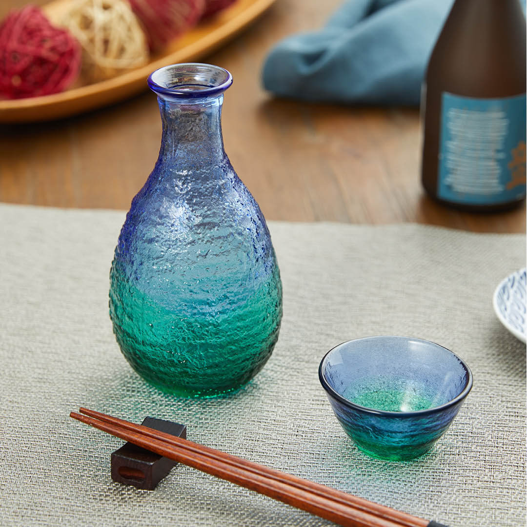 “Sango no Umi” Guinomi Glass, on a table
