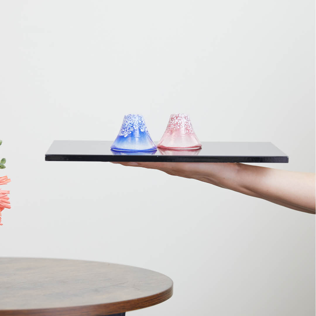 “Shofukuhai” Fujisan Cold Sake Glass (Set of 2), on a hand