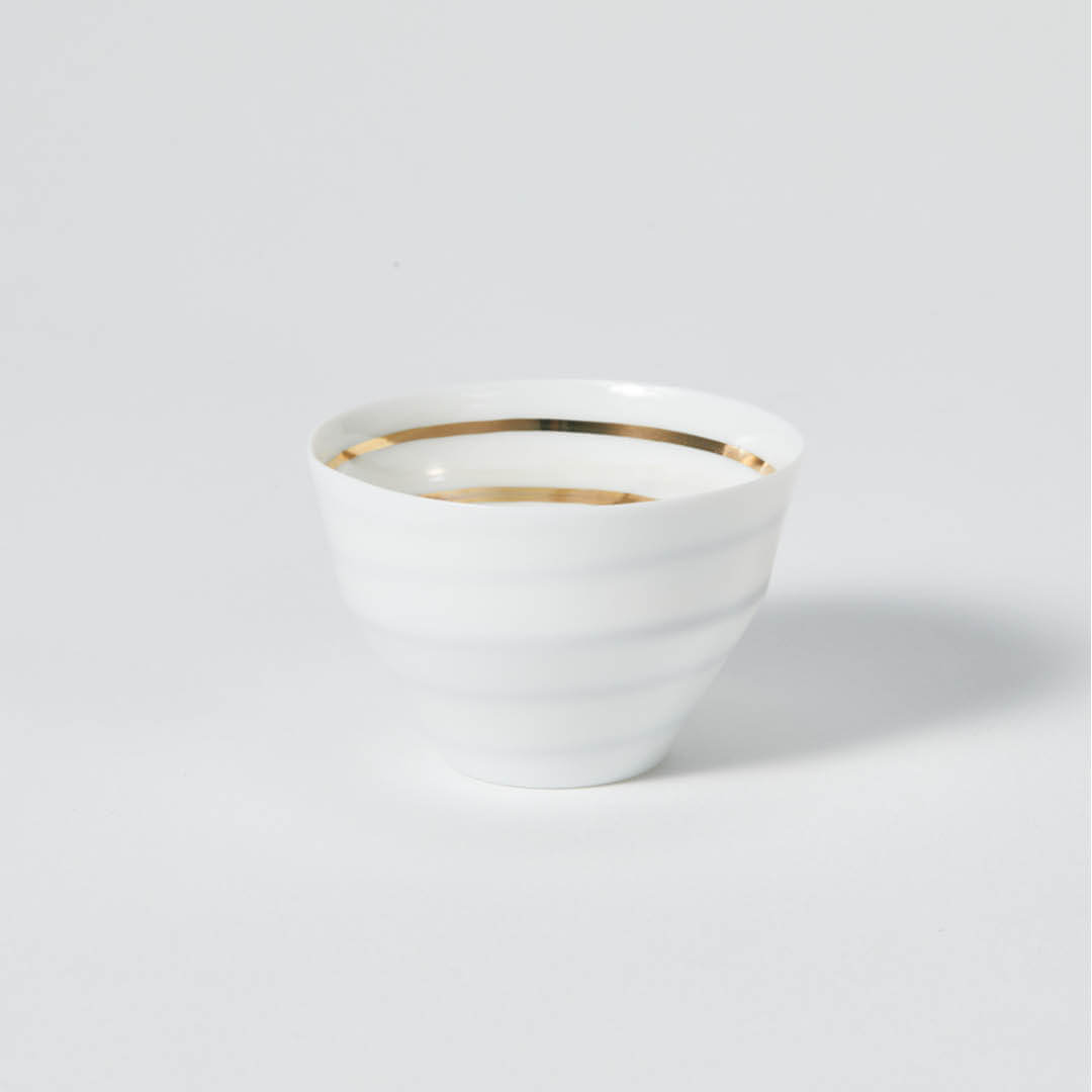 Ultra Thin Cup (Gold and Silver Spiral), upward angled view